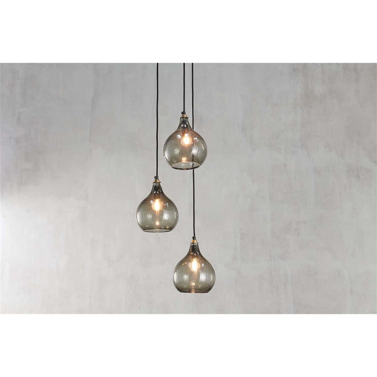 Ziva 3 Light Glass Cluster Pendant Light - Green Smoke