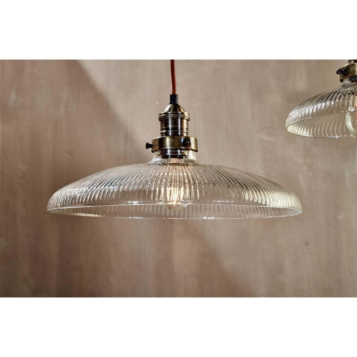 Zowie Large Glass Pendant Light - Antique Brass
