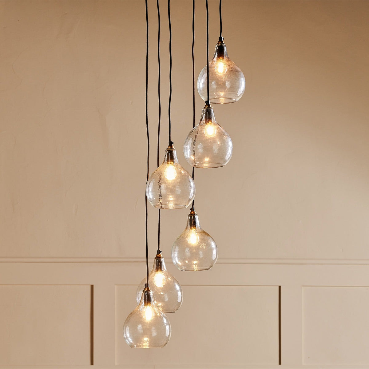 Ziva 6 Light Glass Cluster Pendant Light - Clear