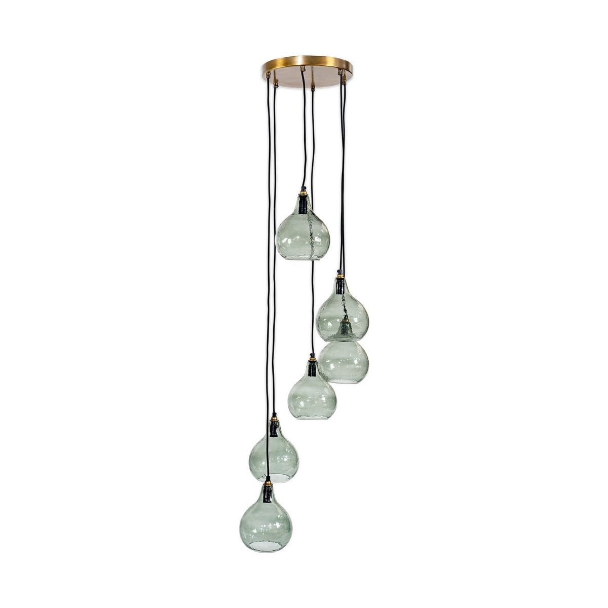 Ziva 6 Light Glass Cluster Pendant Light - Green Smoke