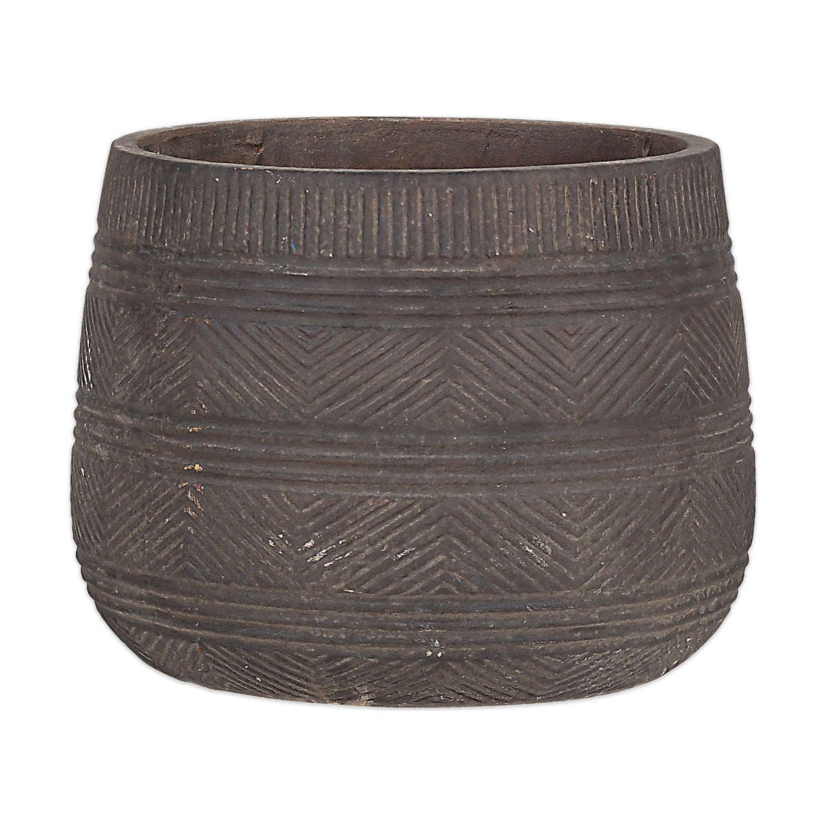 Zadie Etched Ceramic Planter - Grey - Set of 2
