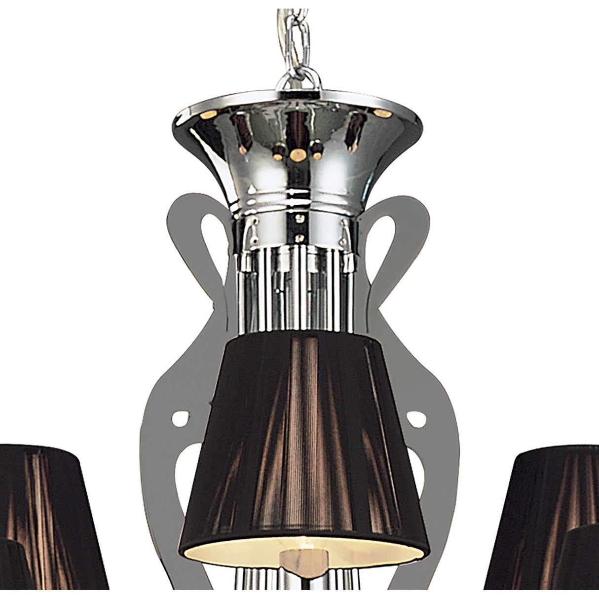 Acanto 84cm 9 Light Chandelier - Chrome With Black Shades