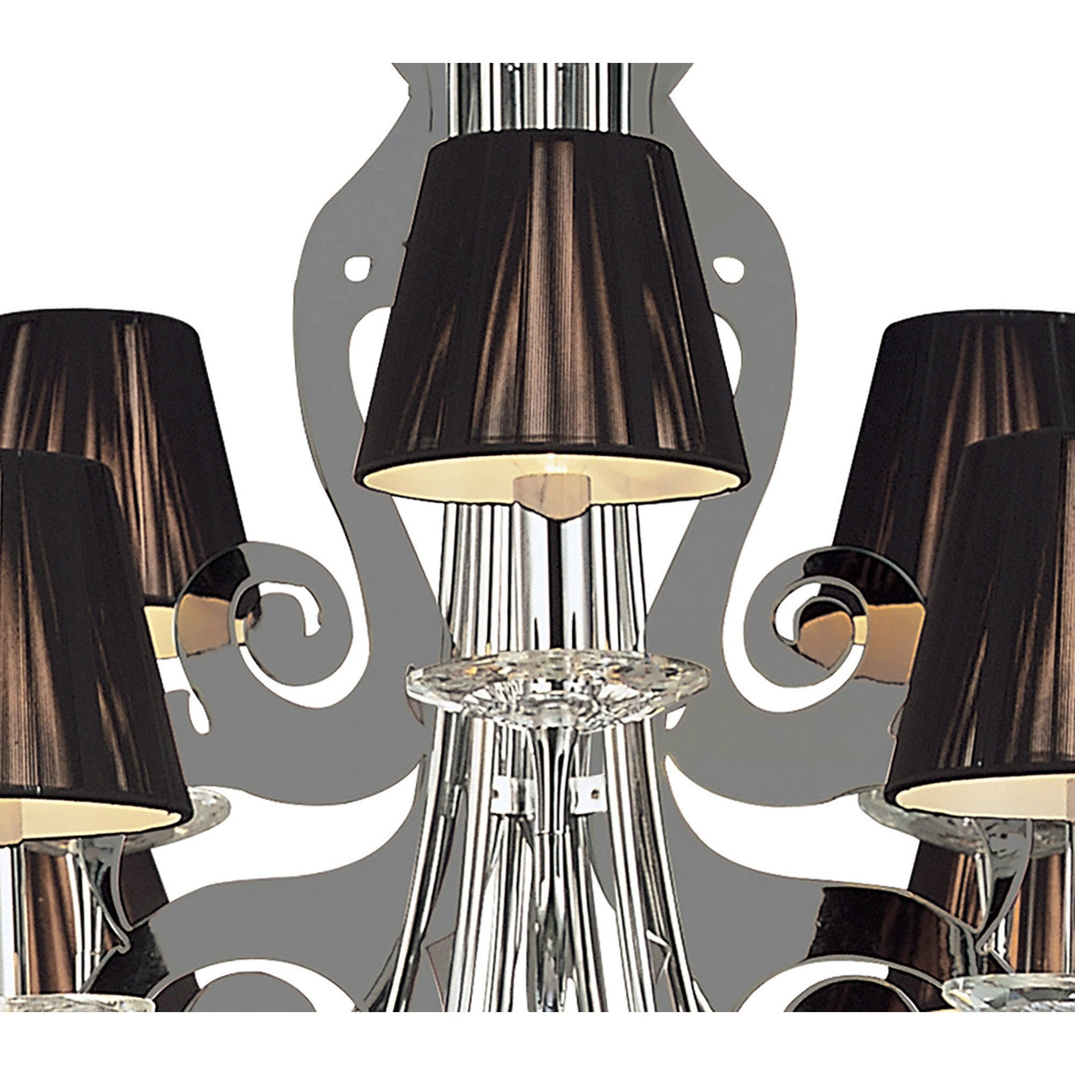 Acanto 84cm 9 Light Chandelier - Chrome With Black Shades