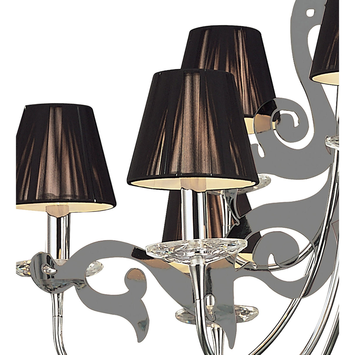 Acanto 84cm 9 Light Chandelier - Chrome With Black Shades
