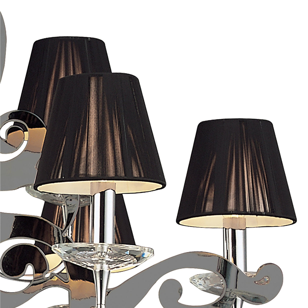 Acanto 84cm 9 Light Chandelier - Chrome With Black Shades
