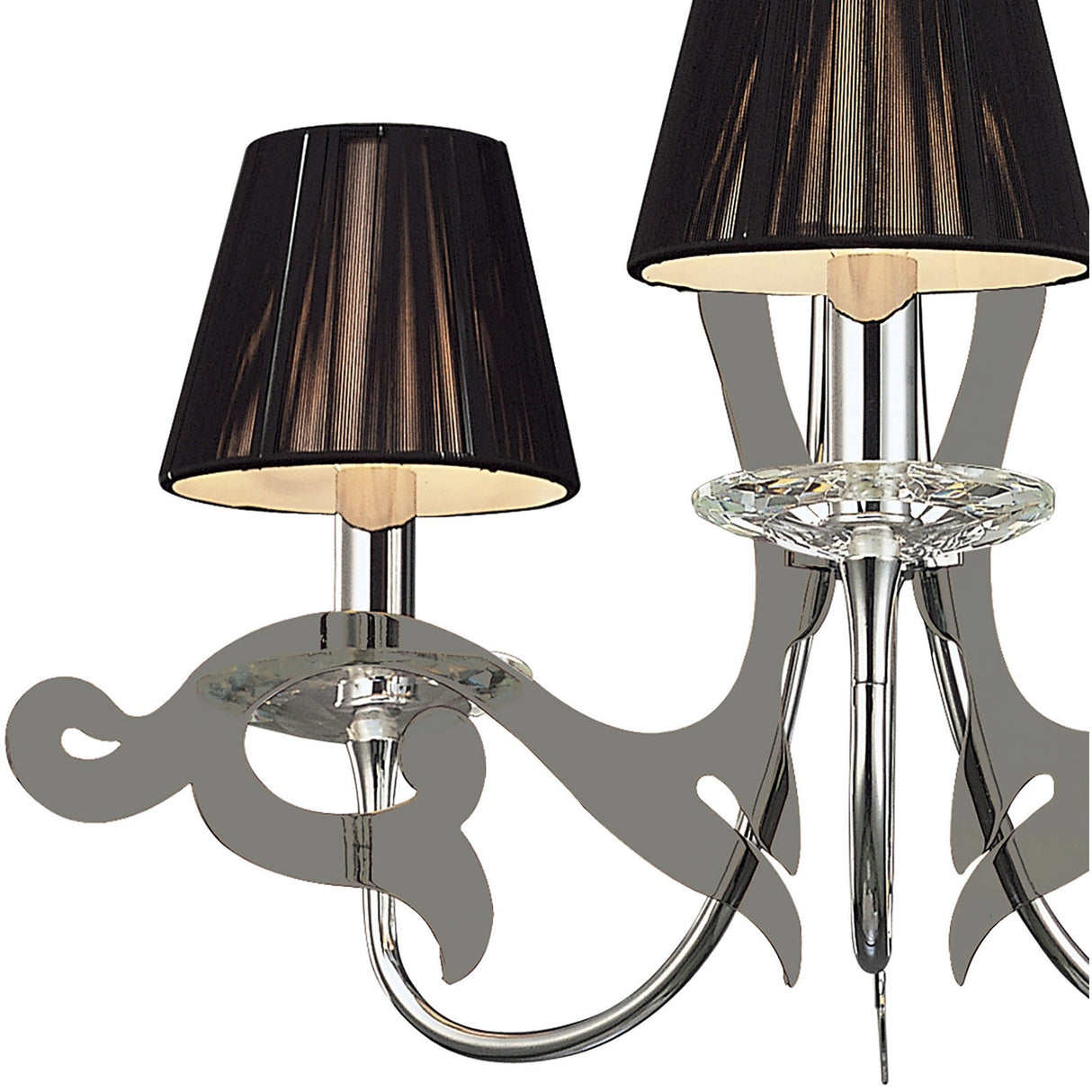 Acanto 48cm 3 Light Chandelier - Chrome With Black Shades