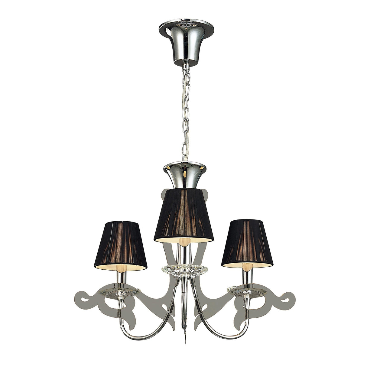 Acanto 48cm 3 Light Chandelier - Chrome With Black Shades