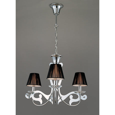 Acanto 48cm 3 Light Chandelier - Chrome With Black Shades
