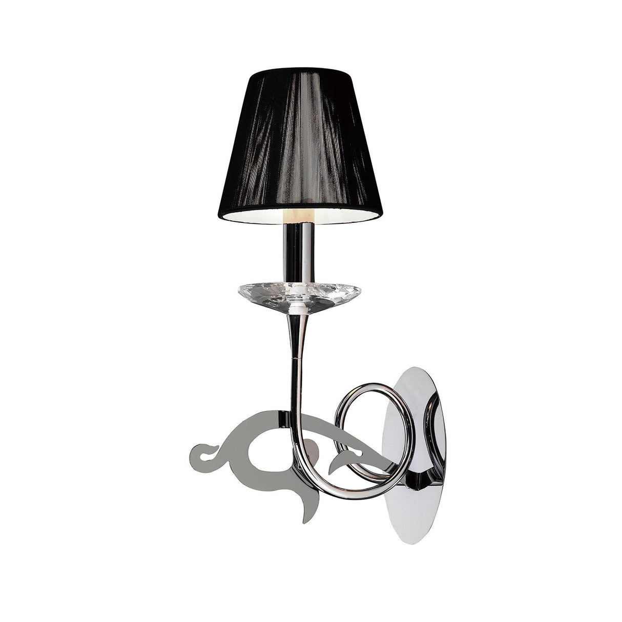 Acanto 1 Light Wall Lamp - Chrome With Black Shade