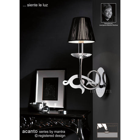 Acanto 1 Light Wall Lamp - Chrome With Black Shade