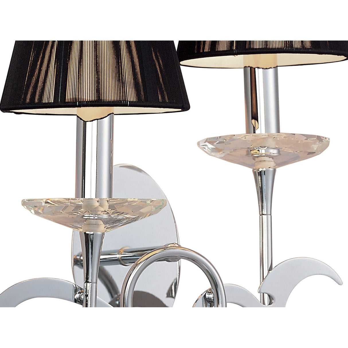 Acanto 2 Light Wall Lamp With Switch - Chrome With Black Shades