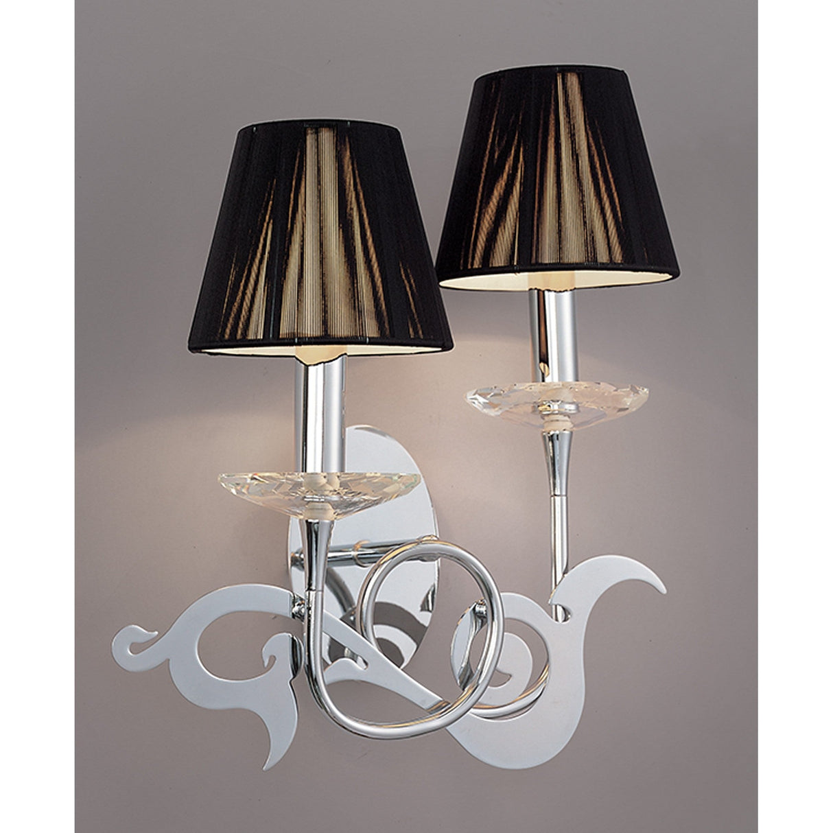 Acanto 2 Light Wall Lamp - Chrome With Black Shades
