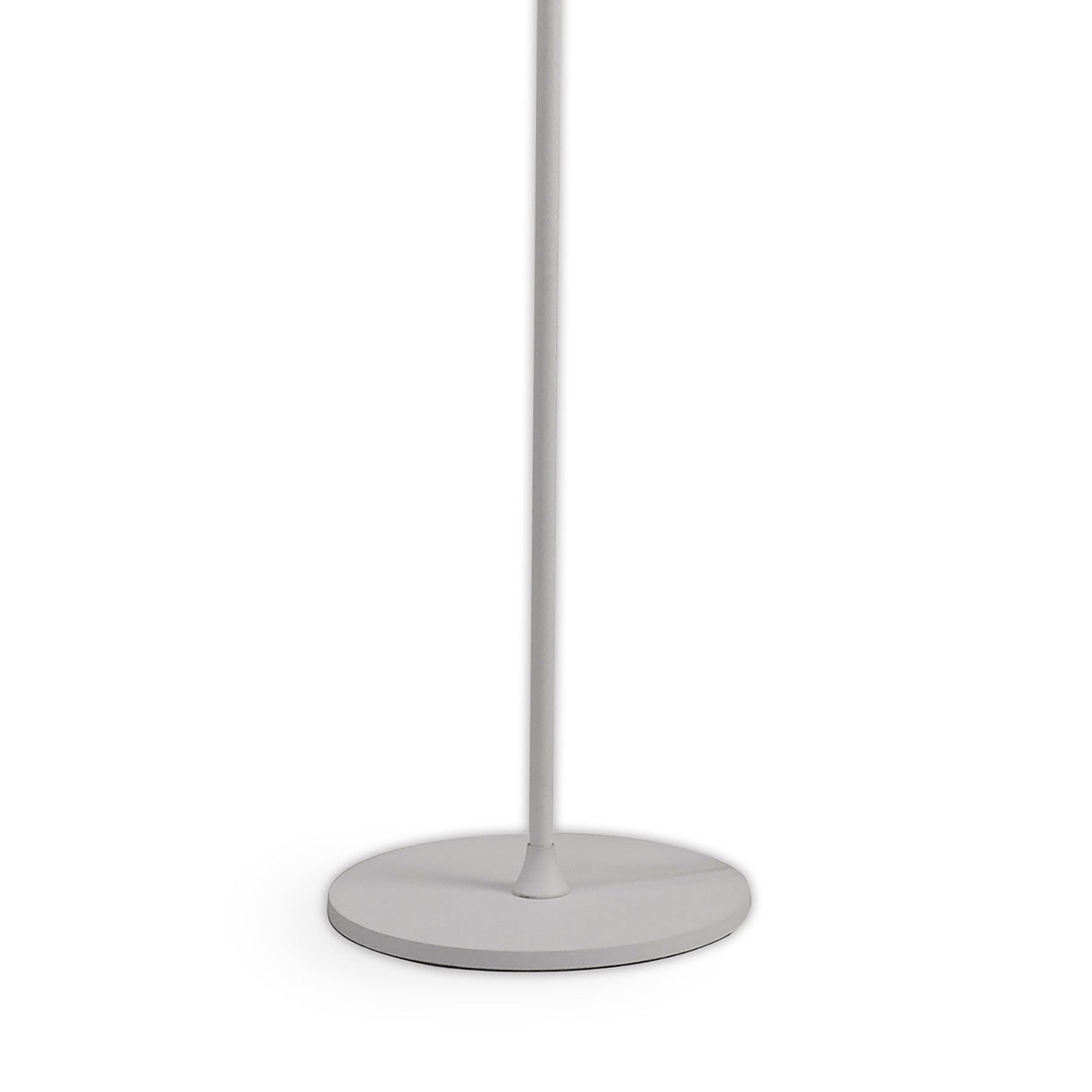 A close-up of the Adn LED Floor Lamp 30W 3000K - White highlights its round base and straight pole, making it an ideal modern choice for ambient lighting in any room.
