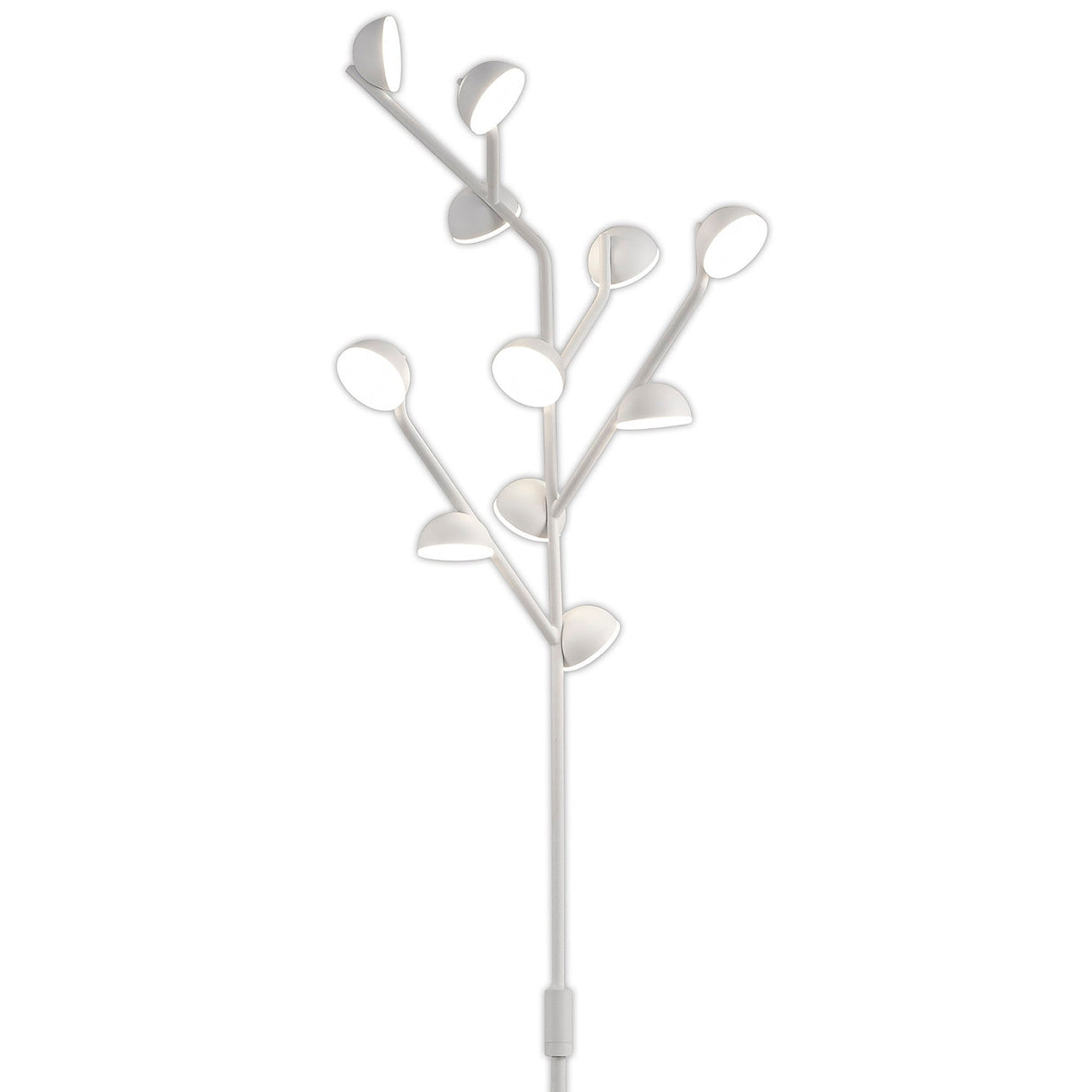 The Adn LED Floor Lamp 30W 3000K - White features a modern, minimalist design with multiple branches ending in circular lights, providing elegant ambient lighting for contemporary spaces.