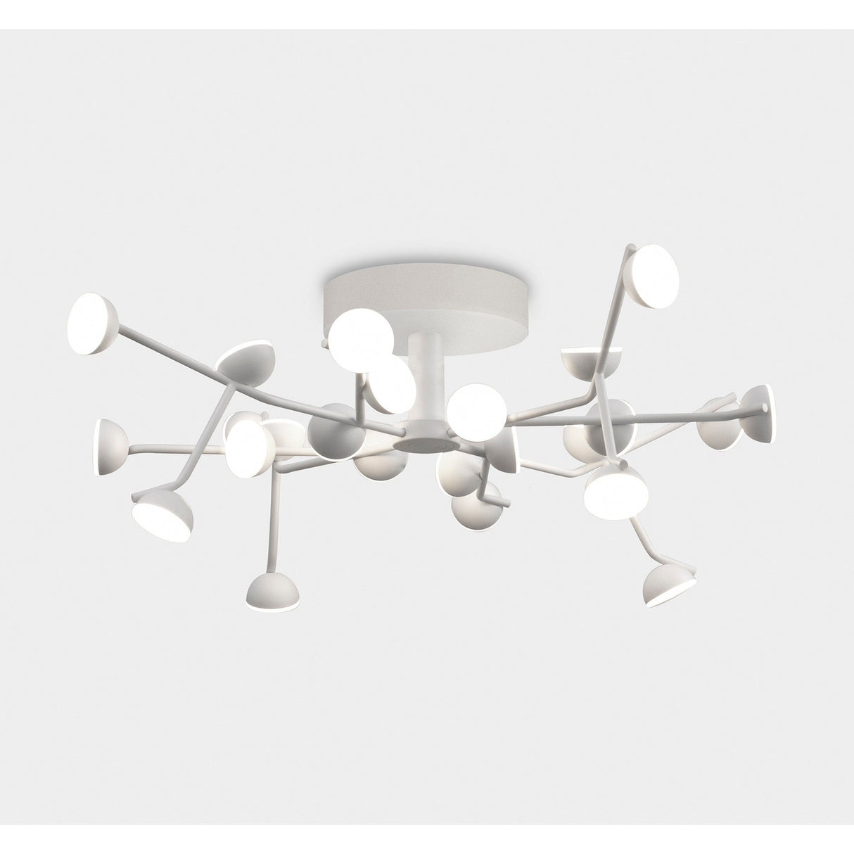 Mantra Adn semi-flush ceiling light with 24 integrated LED heads on radiating white arms extending from a central hub, shown on a plain background.