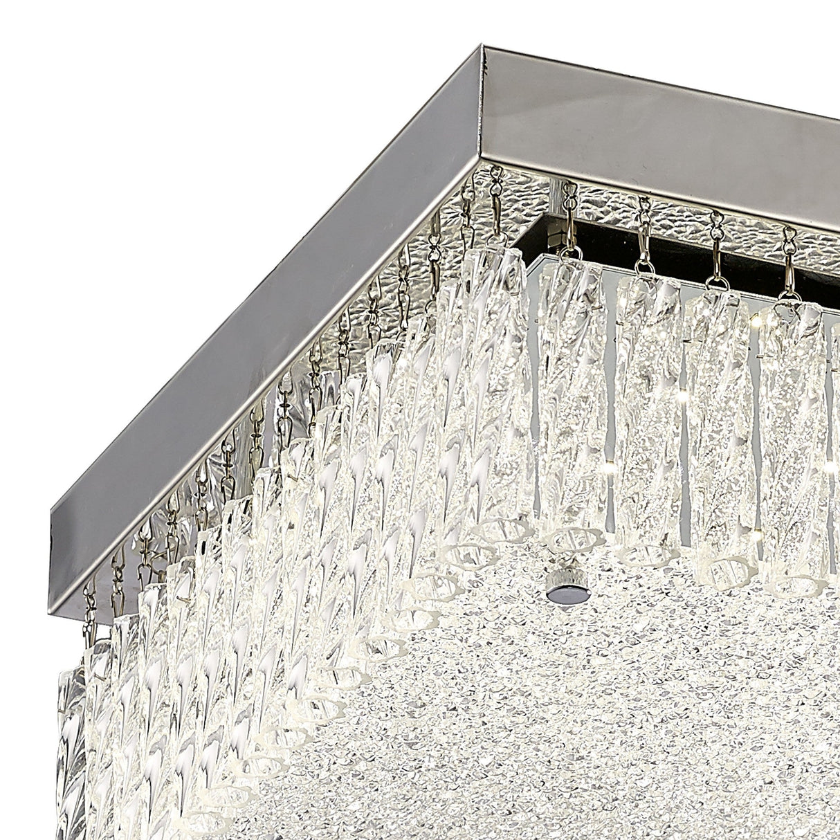 Aiden Large Square LED Glass Flush Ceiling Light 4200K 21W - Polished Chrome