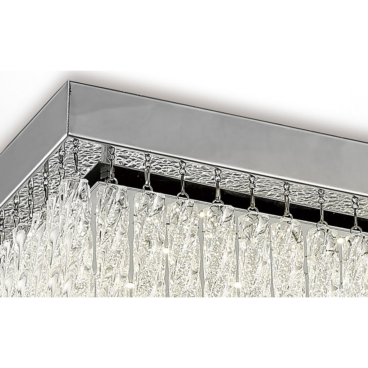 Aiden Large Square LED Glass Flush Ceiling Light 4200K 21W - Polished Chrome
