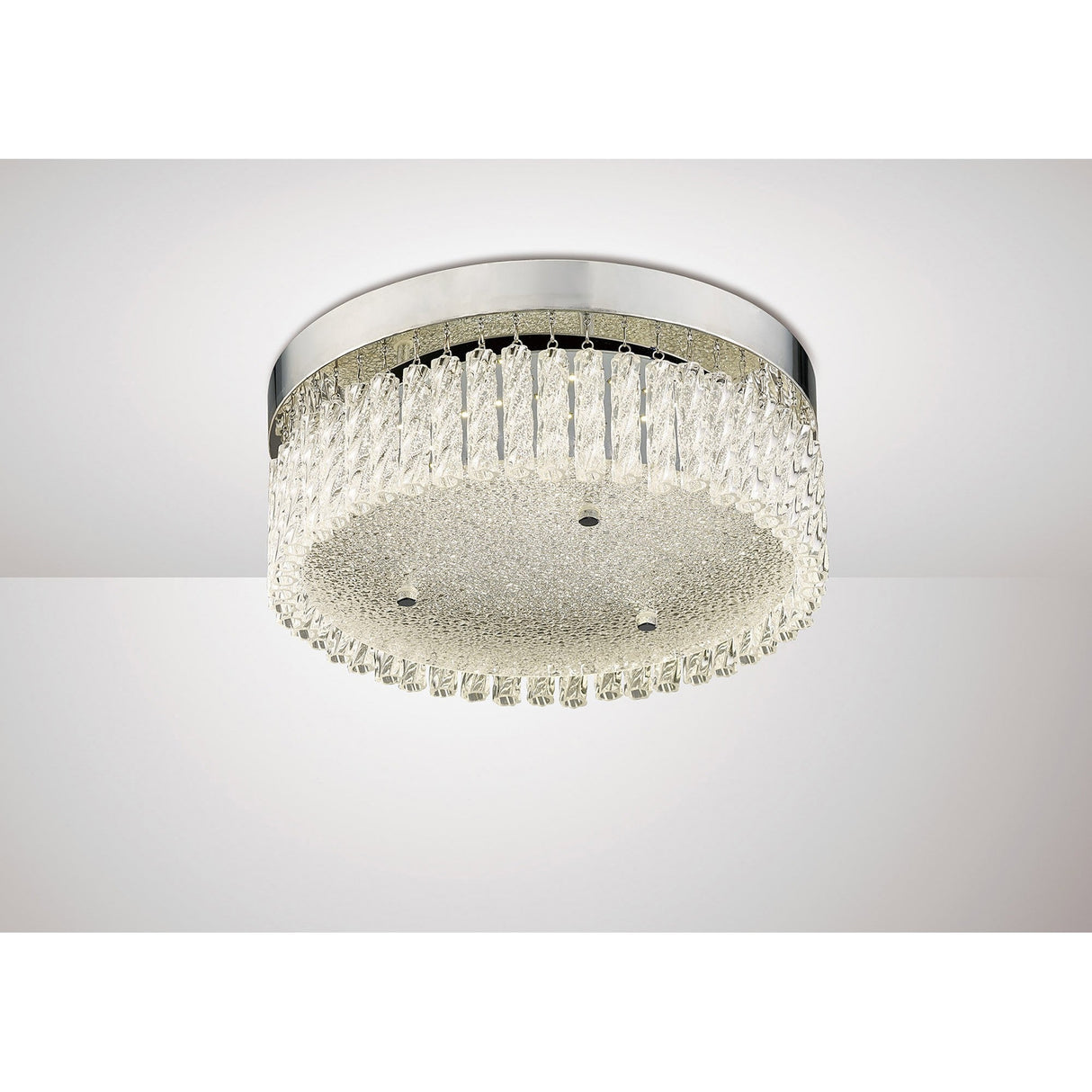 Aiden Small LED Glass Flush Ceiling Light 4200K 18W - Polished Chrome