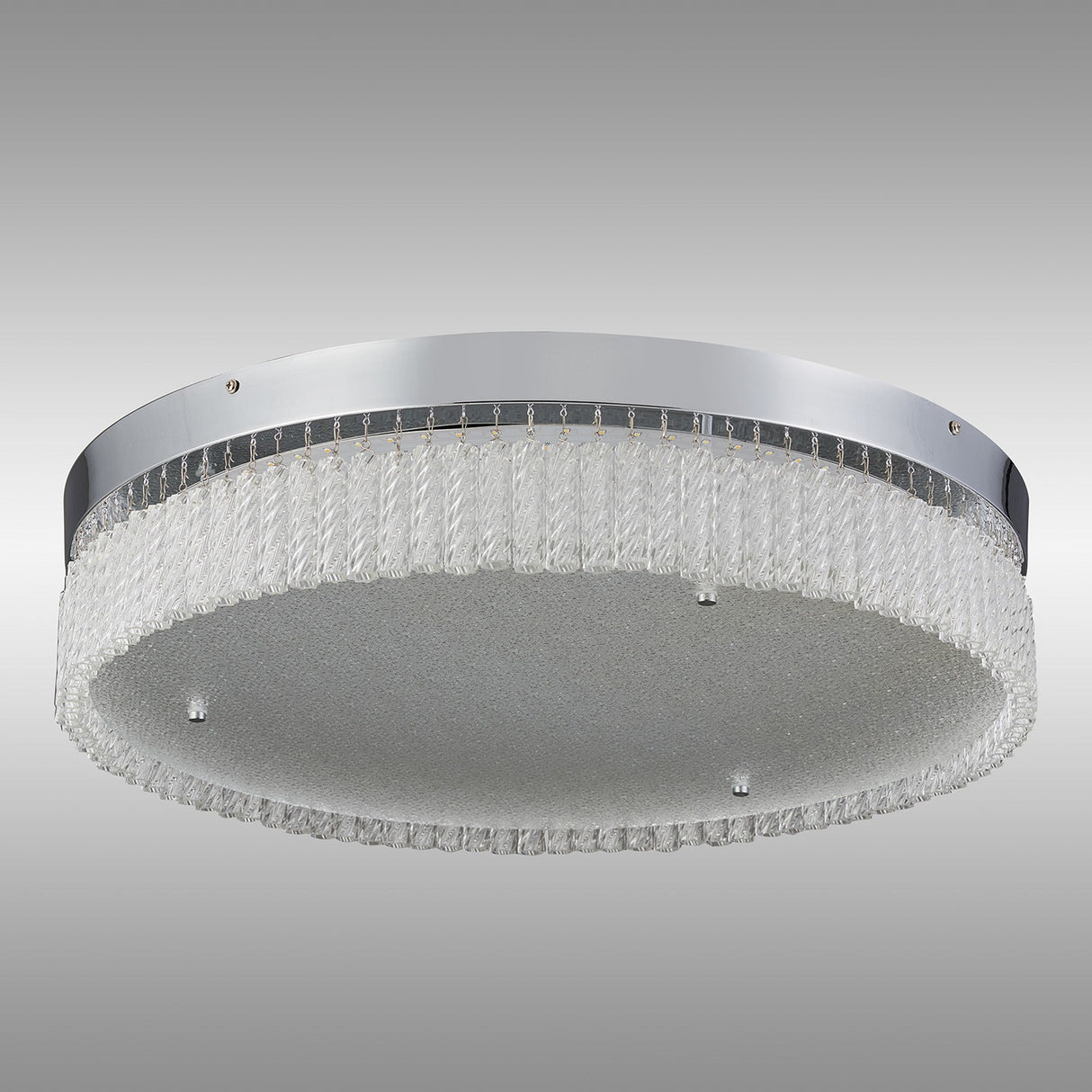 Aiden CCT Dimmable LED Glass Flush Ceiling Light With Remote Control - Polished Chrome