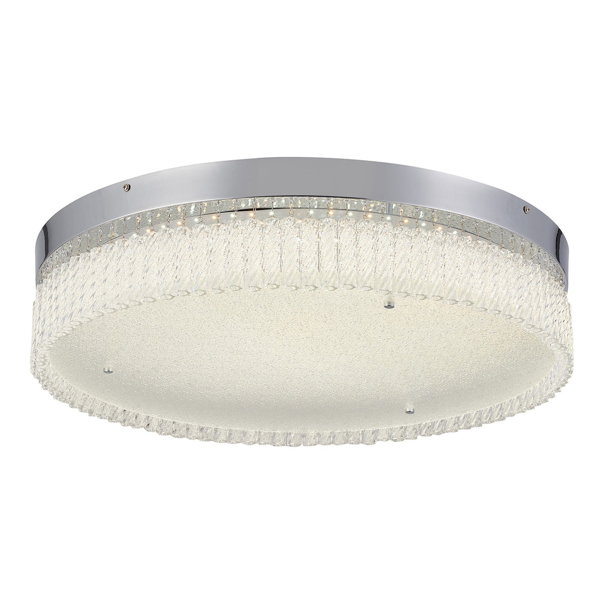 Aiden CCT Dimmable LED Glass Flush Ceiling Light With Remote Control - Polished Chrome