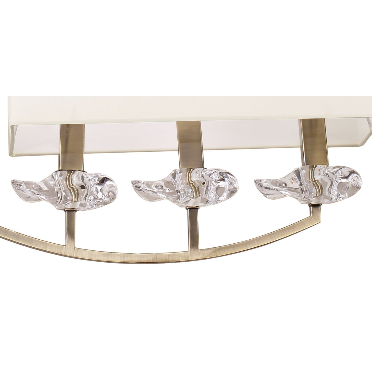 Akira 6 Light 2 Arm Crystal Chandelier - Brass With Cream Shades
