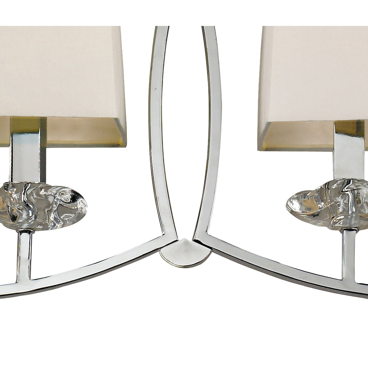 Akira 6 Light 2 Arm Crystal Chandelier - Chrome With Cream Shades