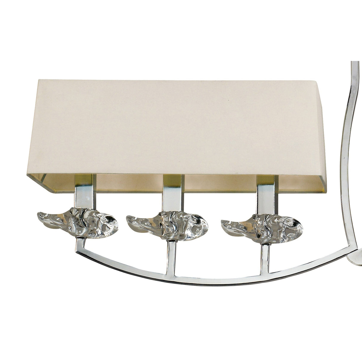 Akira 6 Light 2 Arm Crystal Chandelier - Chrome With Cream Shades