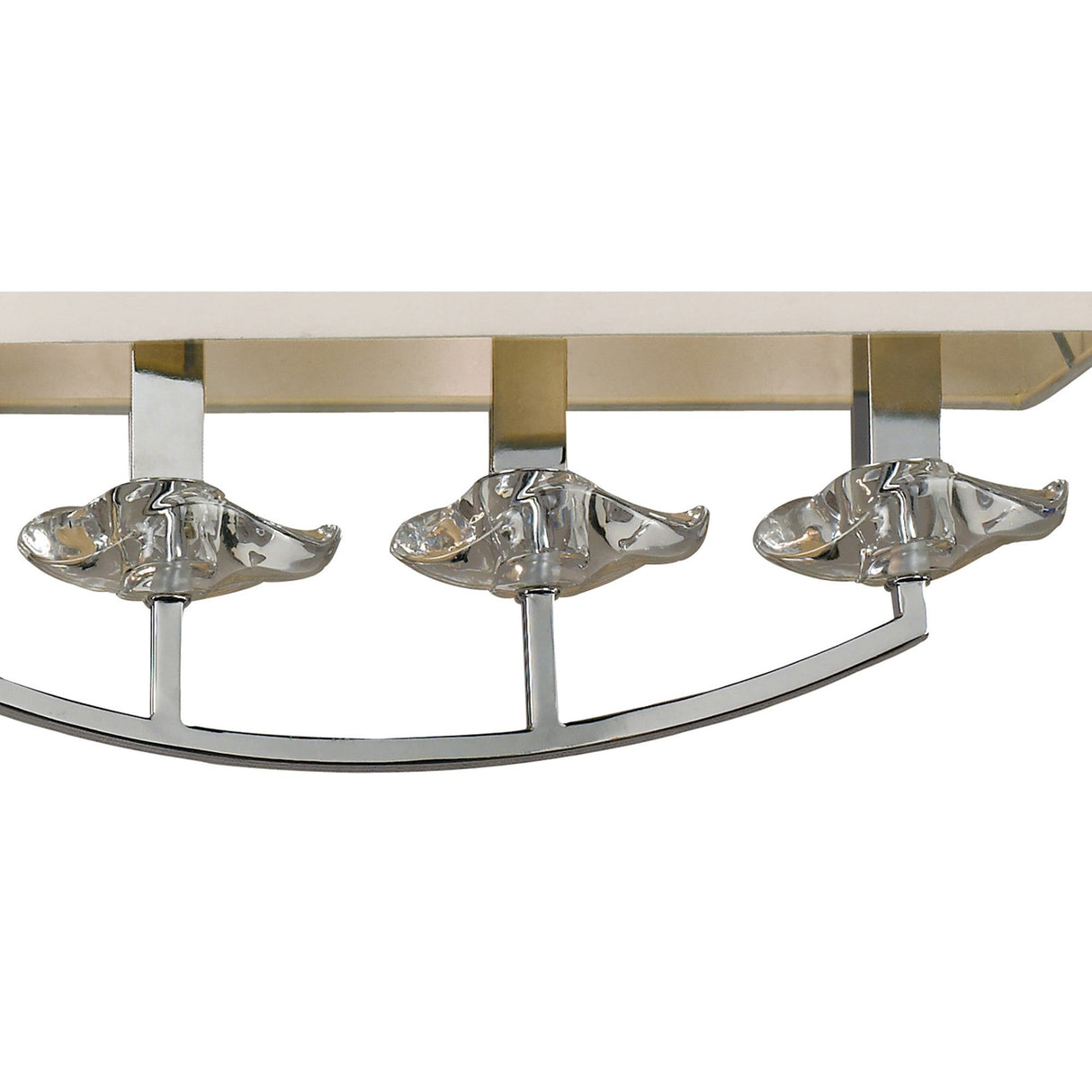 Akira 6 Light 2 Arm Crystal Chandelier - Chrome With Cream Shades