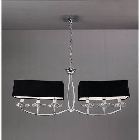 Akira 6 Light 2 Arm Crystal Chandelier - Chrome With Black Shades