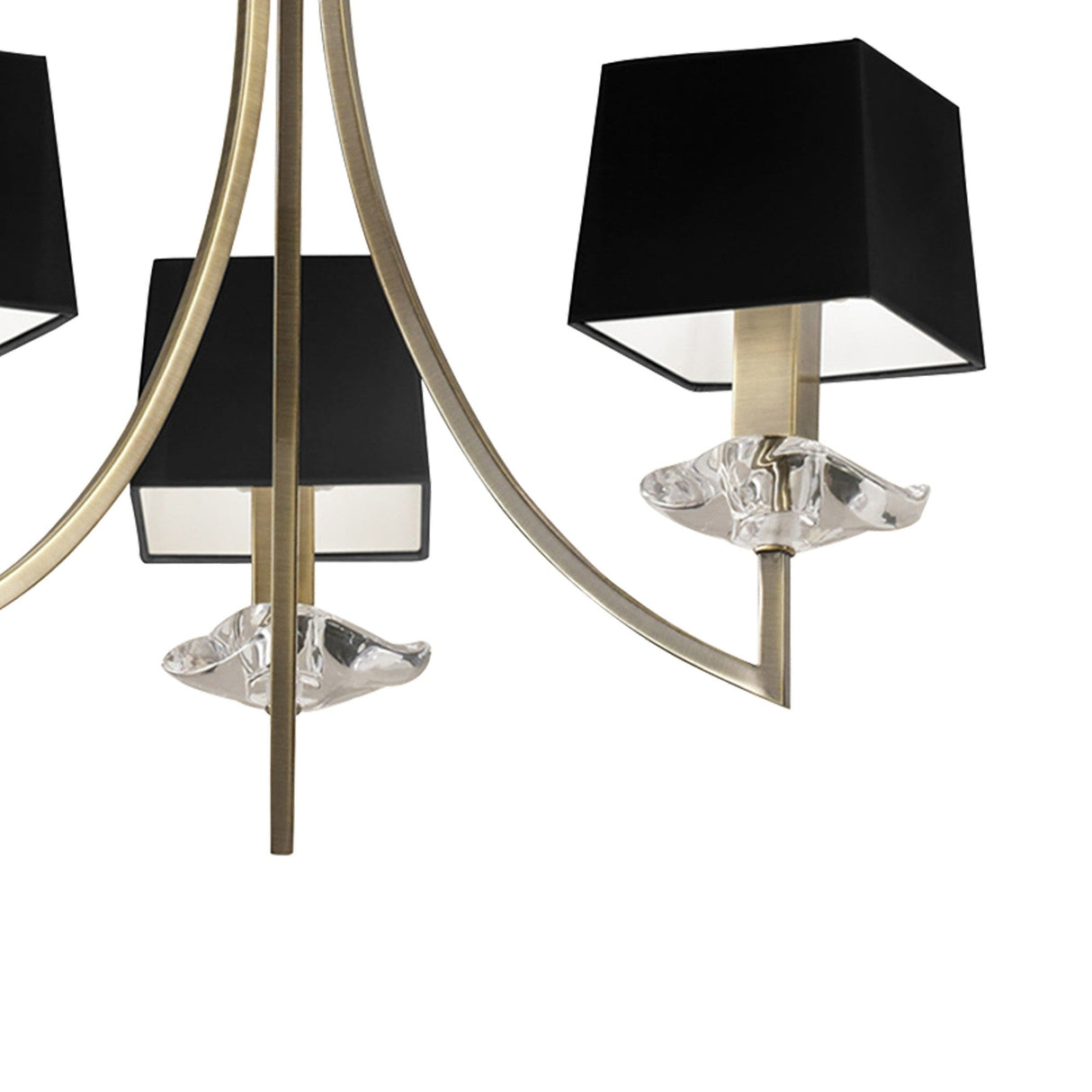 Akira 54cm 3 Light Crystal Chandelier - Brass With Black Shades