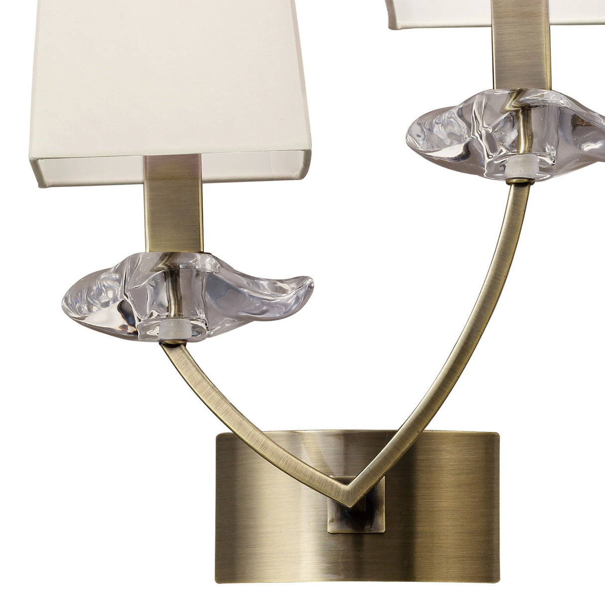 Akira 2 Light Wall Lamp - Brass With Cream Shades