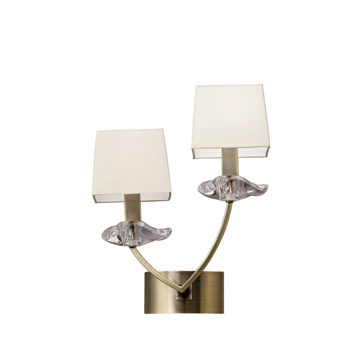 Akira 2 Light Wall Lamp - Brass With Cream Shades