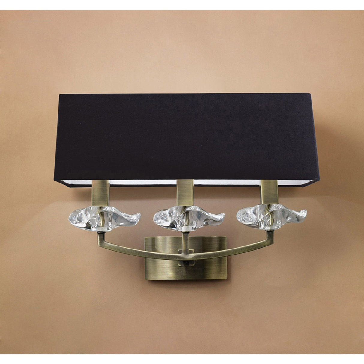 Akira 3 Light Wall Lamp - Brass With Black Shade