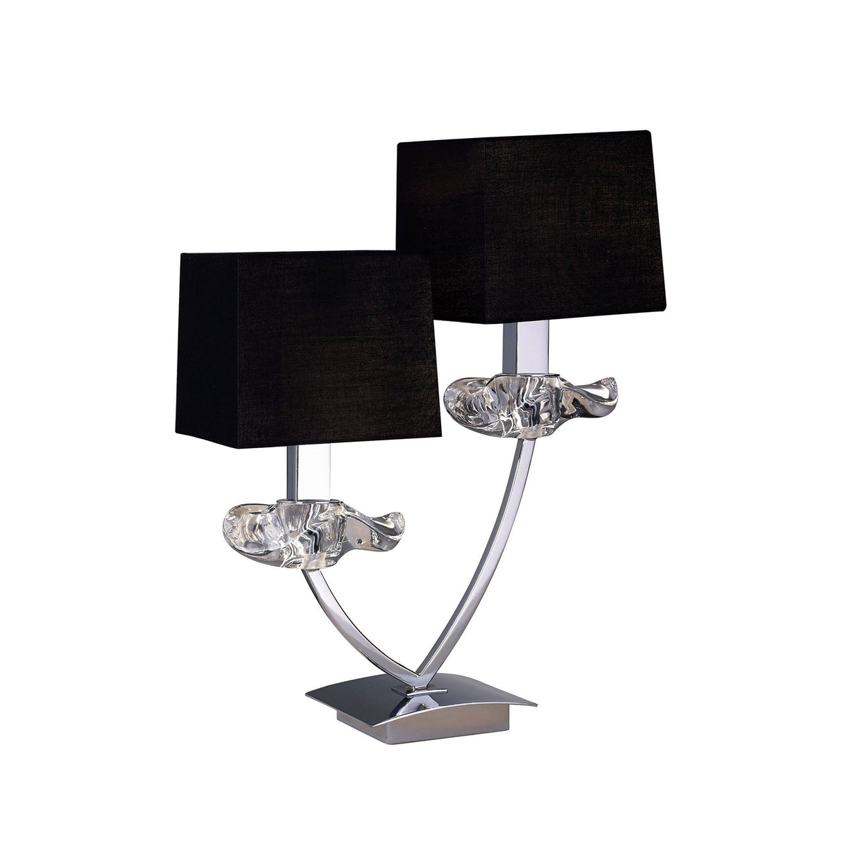 Akira 2 Light Table Lamp - Chrome With Black Shades