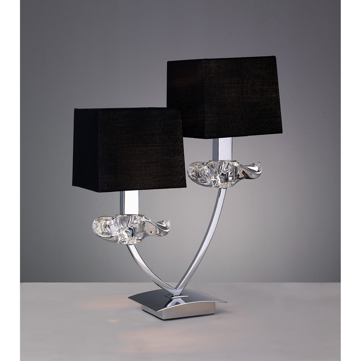 Akira 2 Light Table Lamp - Chrome With Black Shades