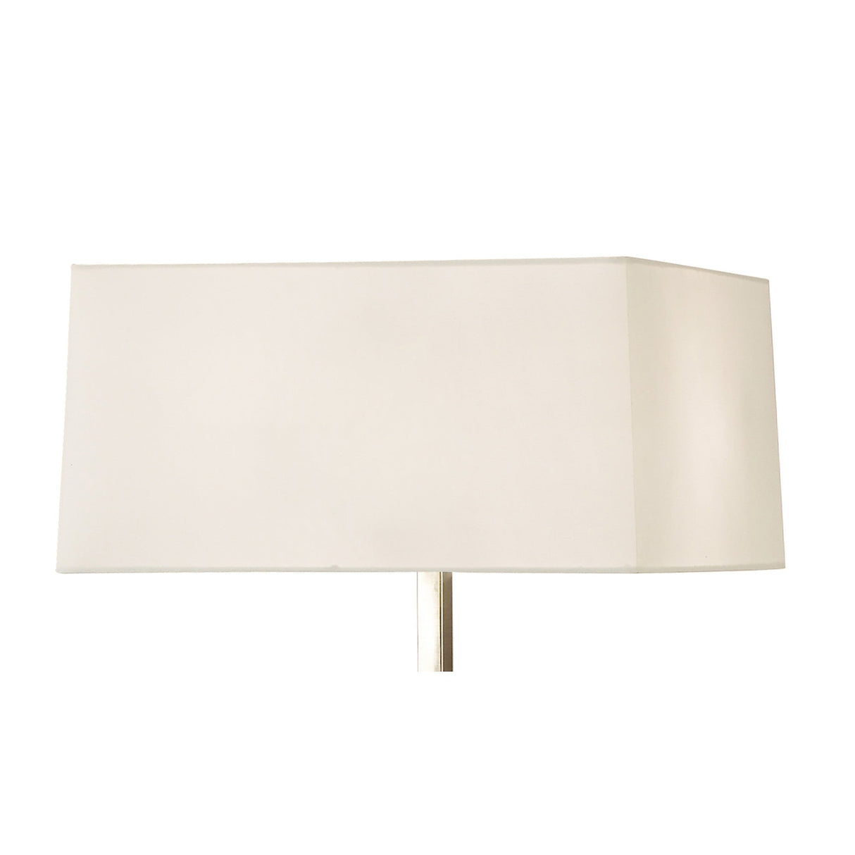 The Akira 3 Light Floor Lamp features an antique brass stand topped with a smooth rectangular cream shade, creating a modern luminaire ideal for ambient lighting against any plain background.