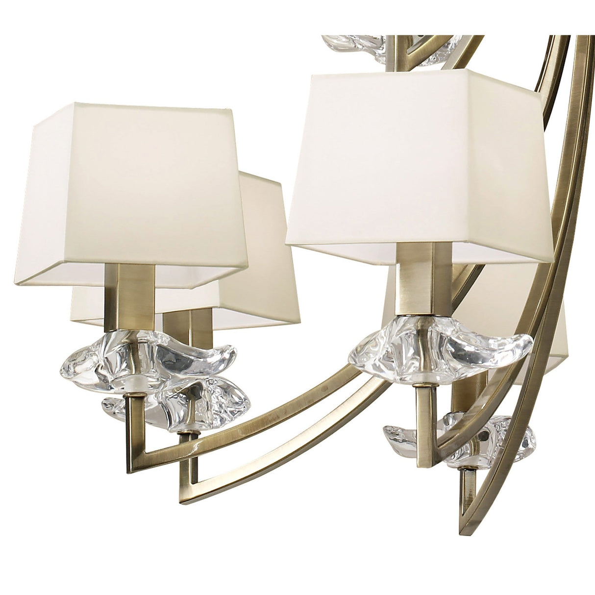 Akira 90cm 2 Tier 12 Light Crystal Chandelier - Brass With Cream Shades