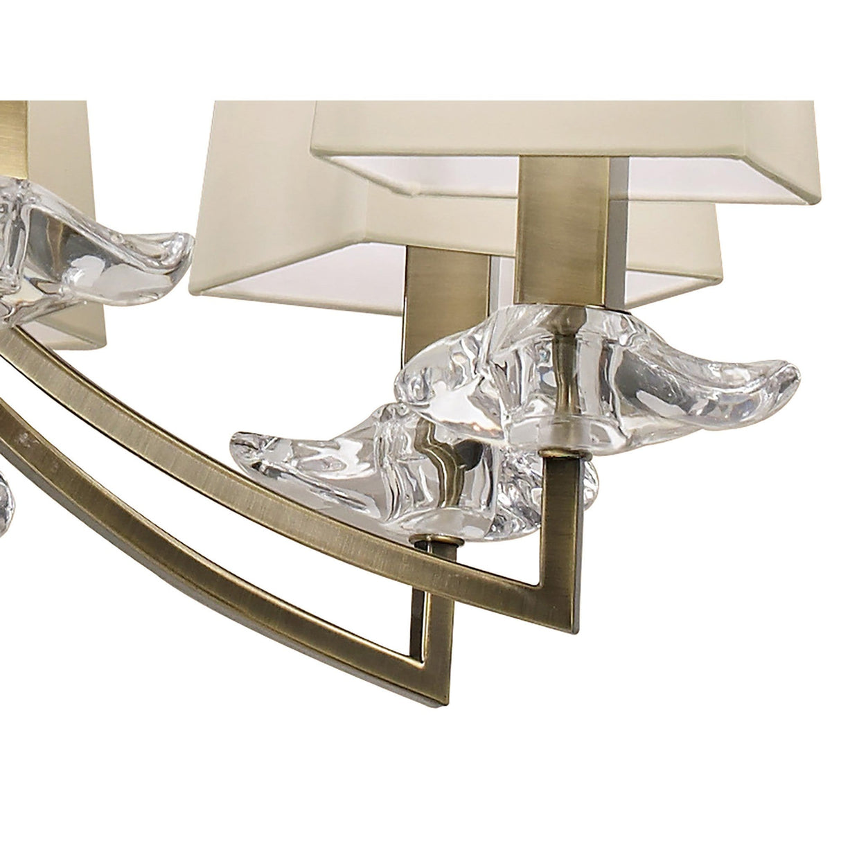 Akira 90cm 2 Tier 12 Light Crystal Chandelier - Brass With Cream Shades