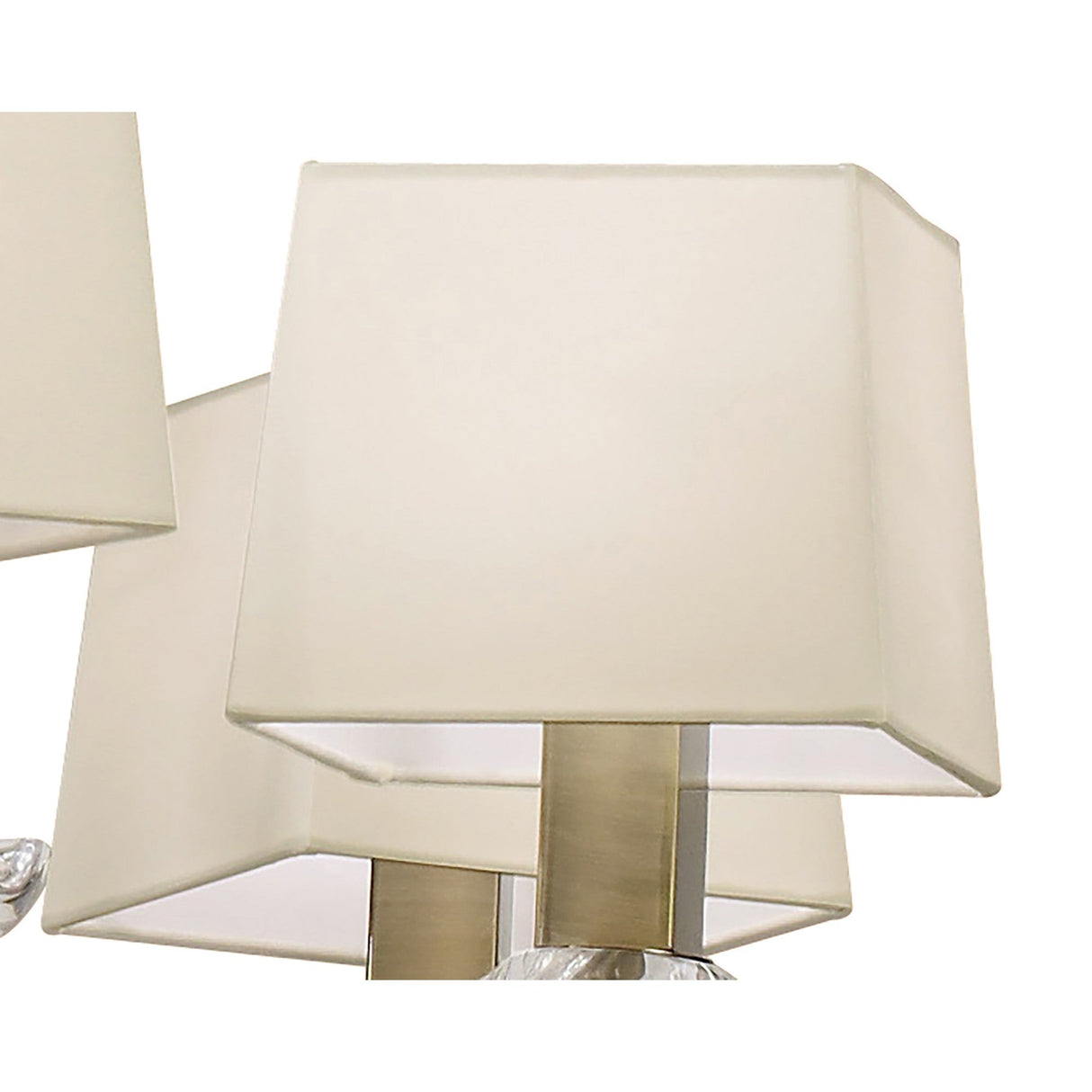 Akira 90cm 2 Tier 12 Light Crystal Chandelier - Brass With Cream Shades