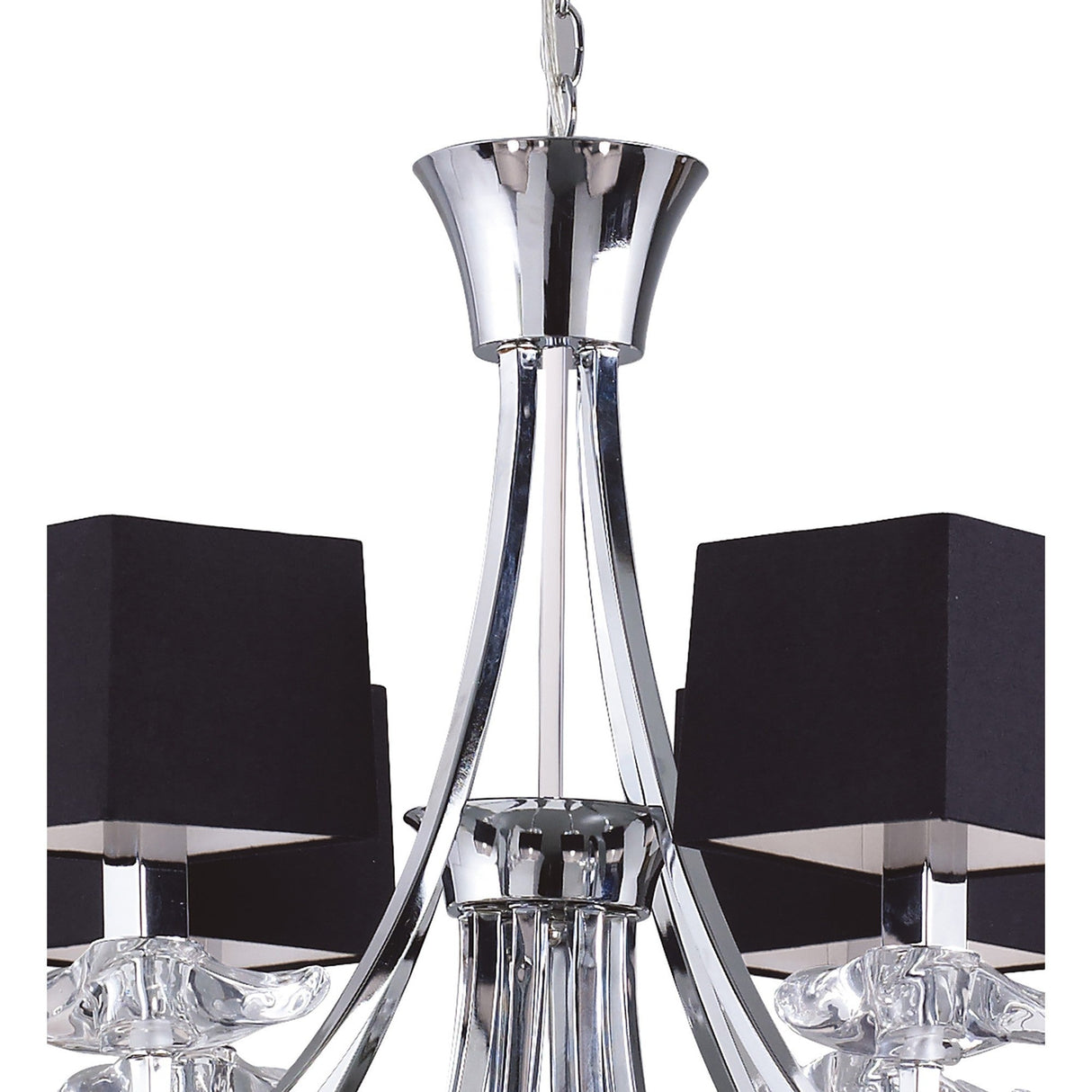 Akira 90cm 2 Tier 12 Light Crystal Chandelier - Chrome With Black Shades