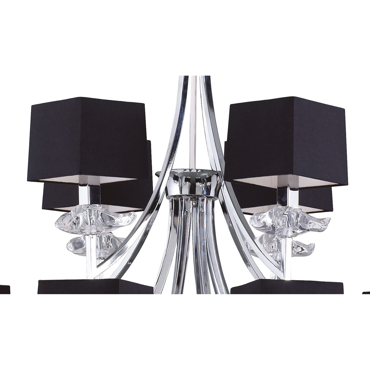 Akira 90cm 2 Tier 12 Light Crystal Chandelier - Chrome With Black Shades