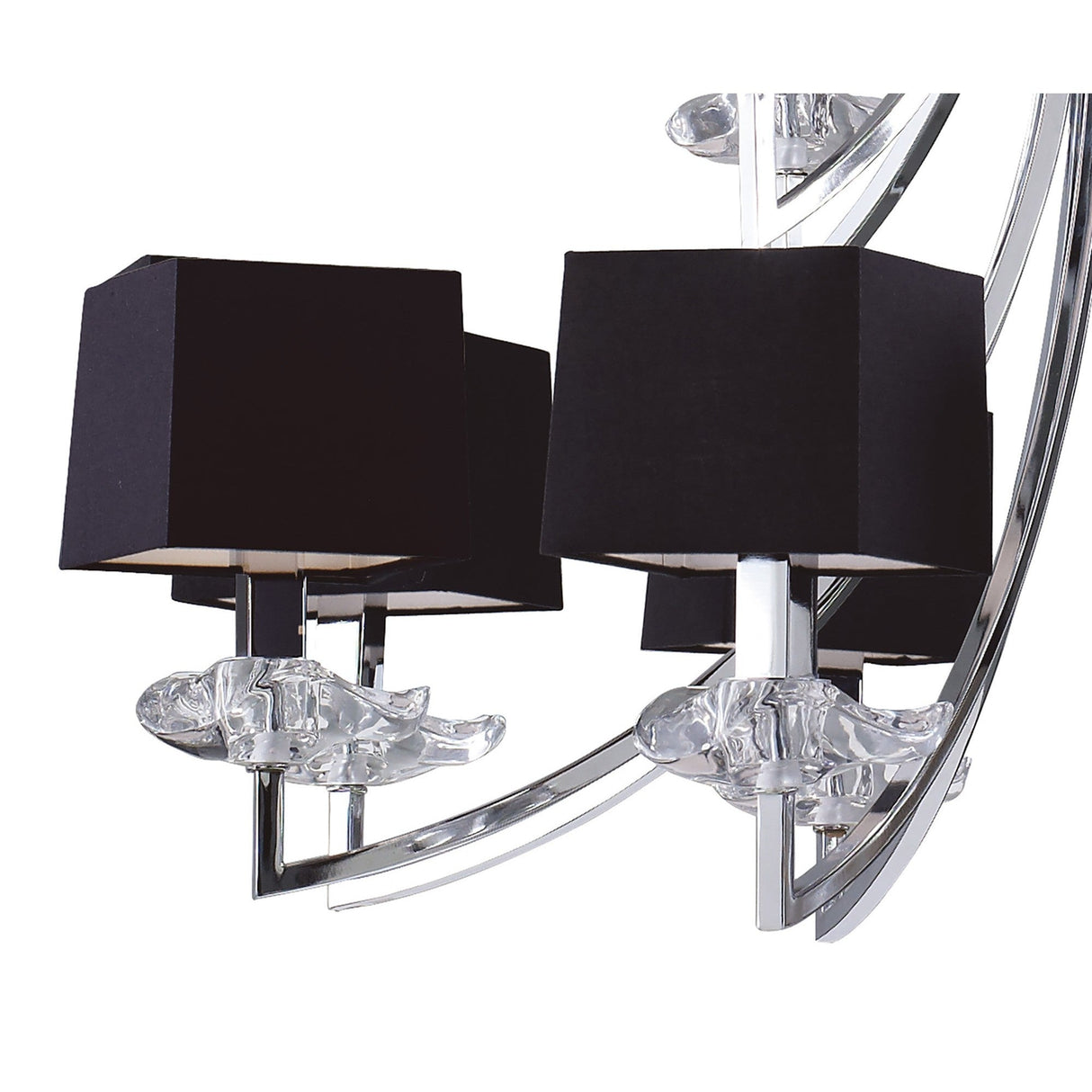 Akira 90cm 2 Tier 12 Light Crystal Chandelier - Chrome With Black Shades