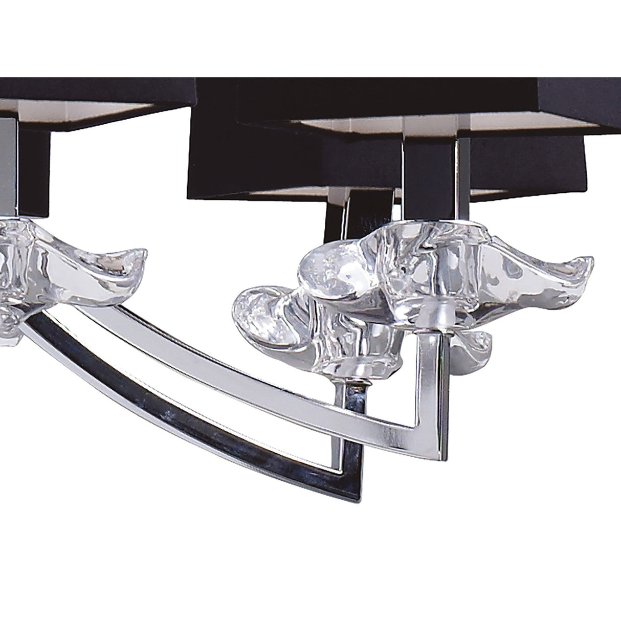 Akira 90cm 2 Tier 12 Light Crystal Chandelier - Chrome With Black Shades