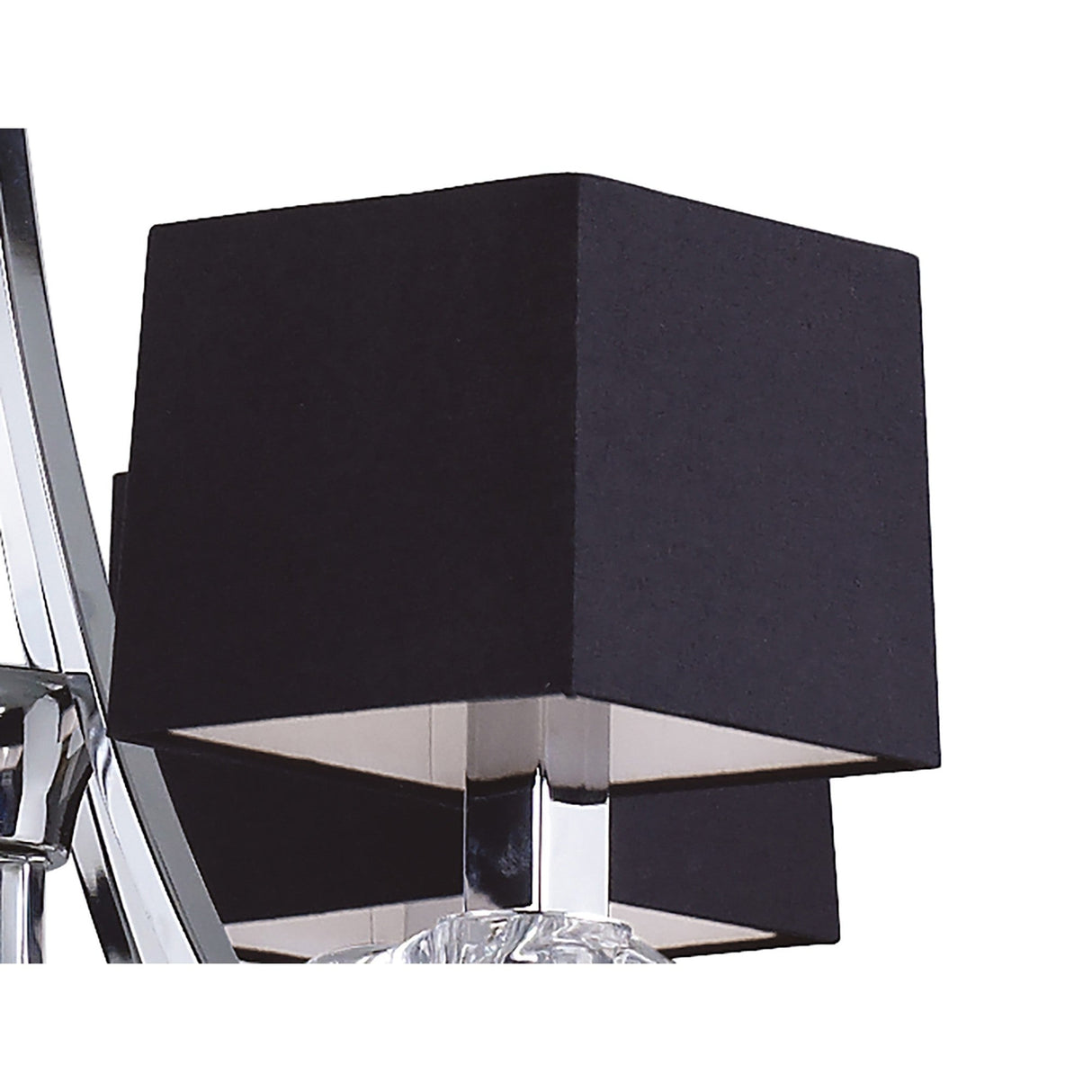 Akira 90cm 2 Tier 12 Light Crystal Chandelier - Chrome With Black Shades