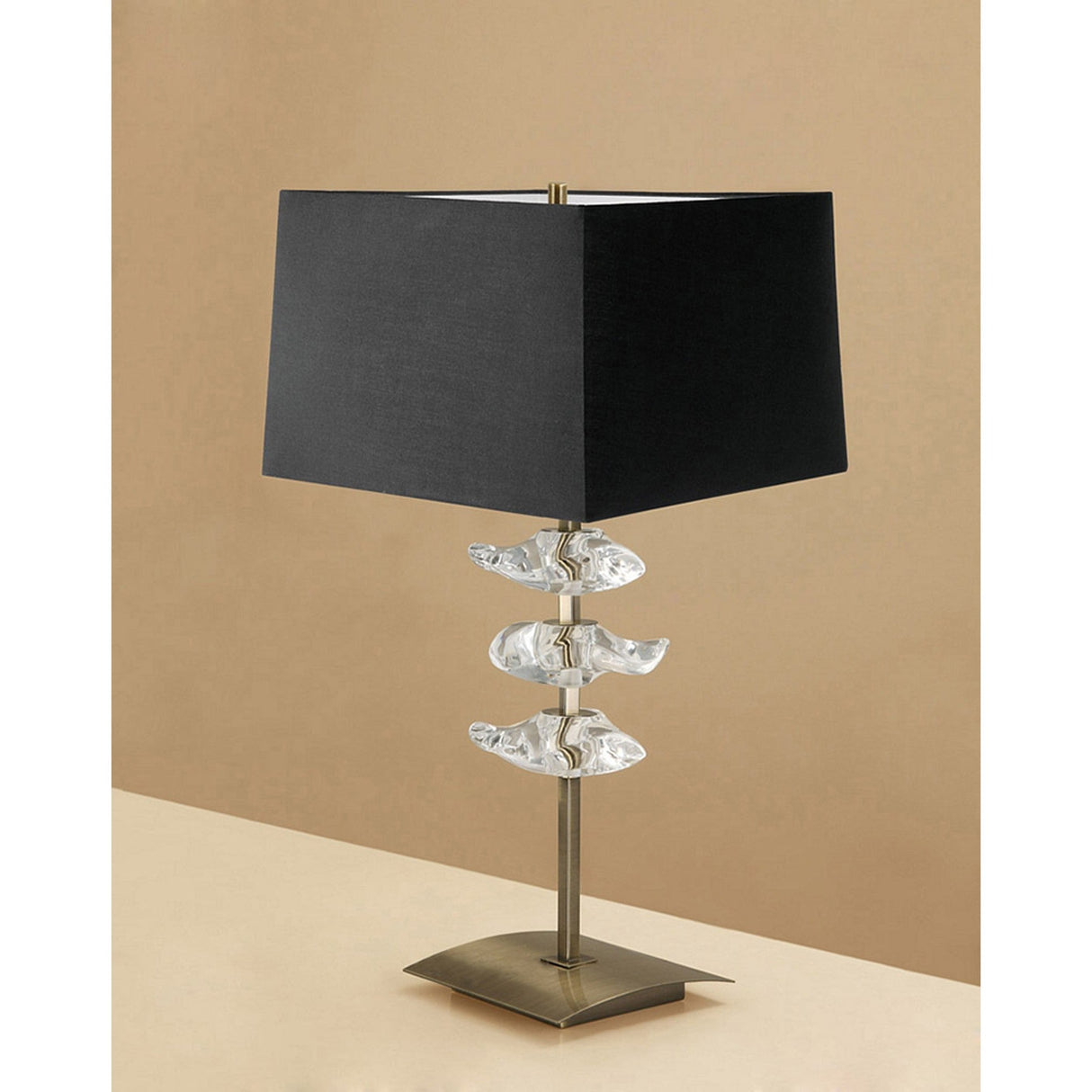 Akira 2 Light Table Lamp - Brass With Black Shade