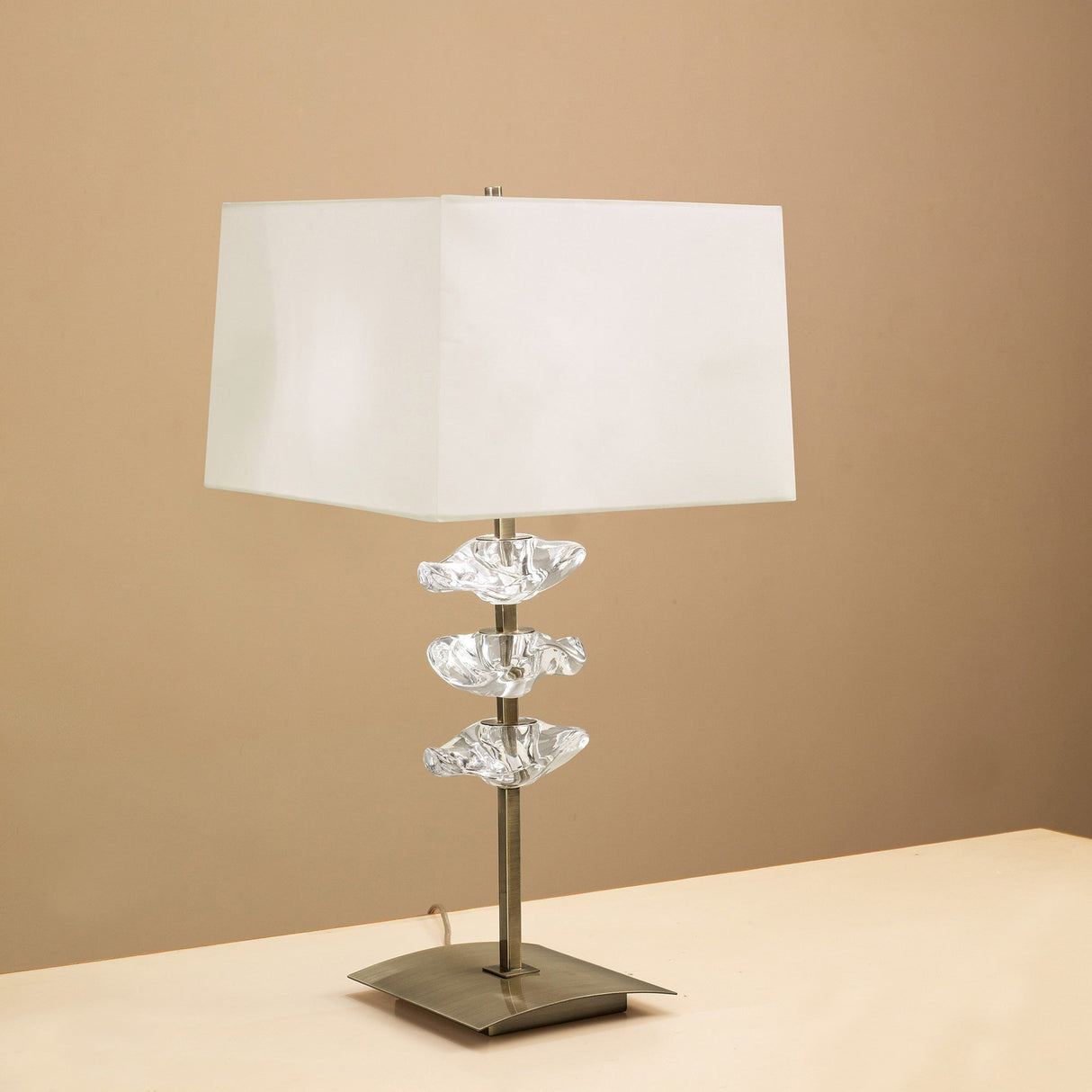 Akira 2 Light Table Lamp - Brass With Cream Shade