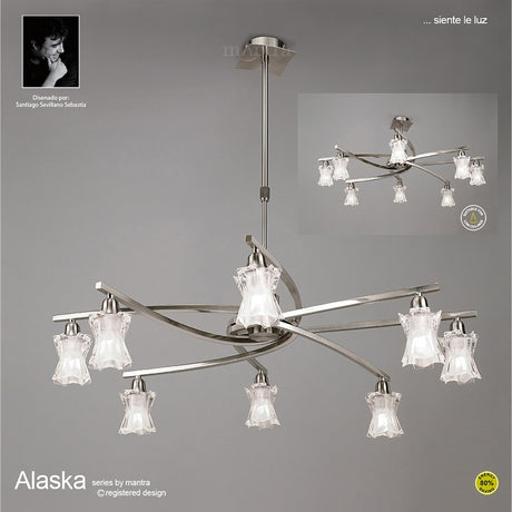 Alaska 82cm 8 Light Chandelier/Semi-Flush - Satin Nickel