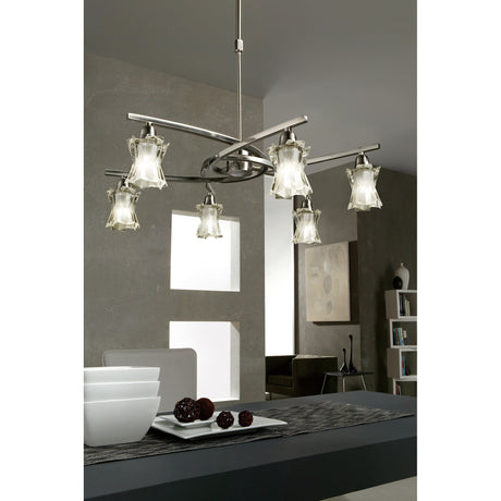 Alaska 64cm 6 Light Chandelier/Semi-Flush - Satin Nickel
