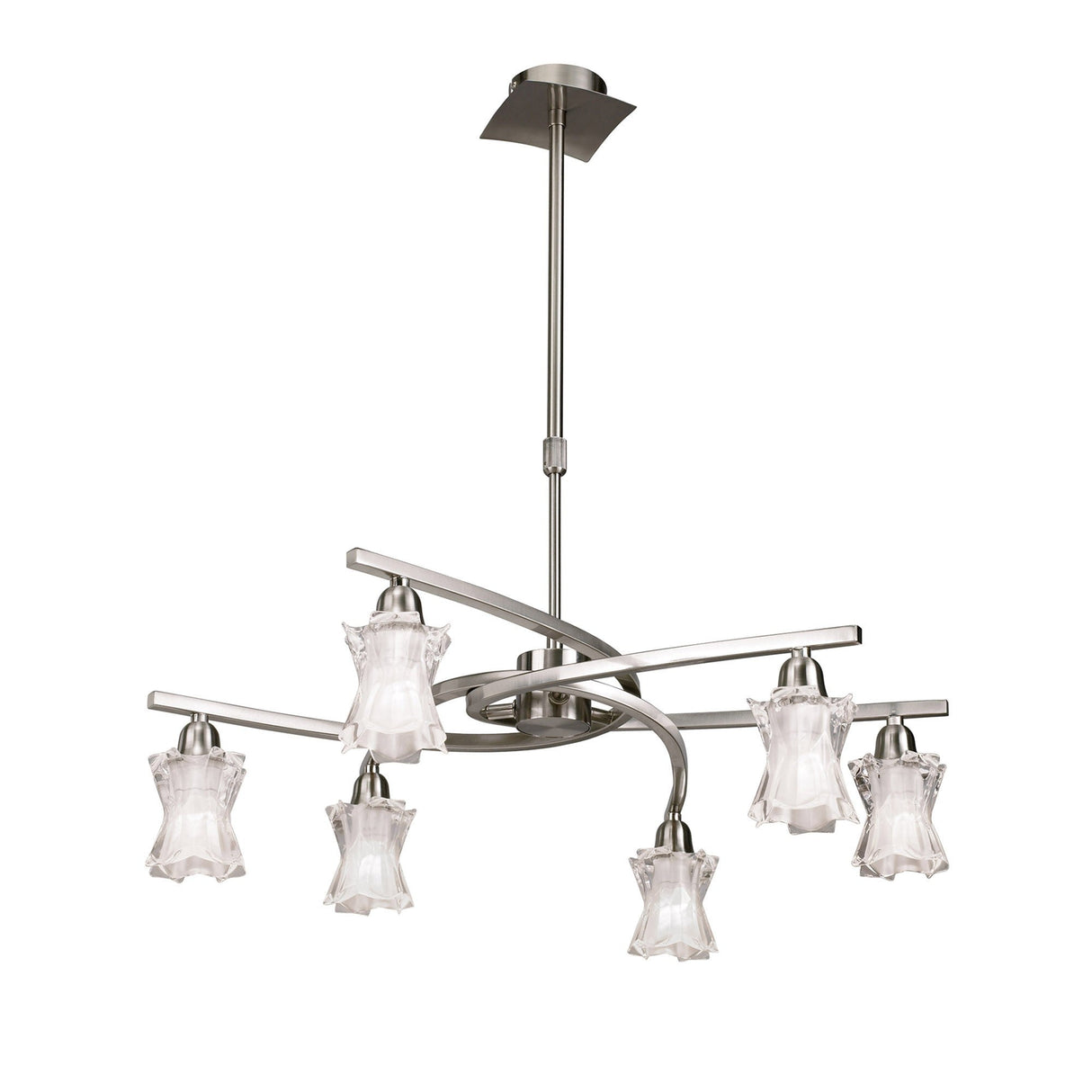 Alaska 64cm 6 Light Chandelier/Semi-Flush - Satin Nickel