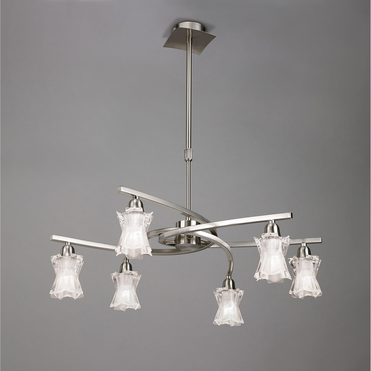 Alaska 64cm 6 Light Chandelier/Semi-Flush - Satin Nickel